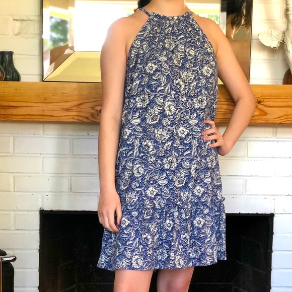 London Times Petites blue & white summer dress 8P - Picture 2 of 8